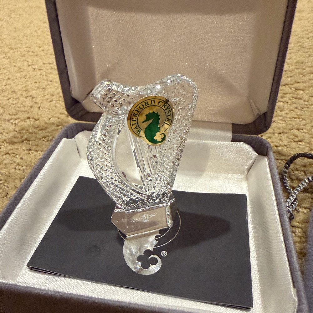 Vintage Waterford Crystal Clear Glass Harp Figurine - Waterford Crystal